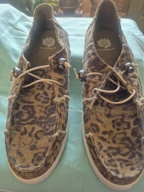 Yellow Box Leopard Print Canvas Slip-On Shoes in Brown